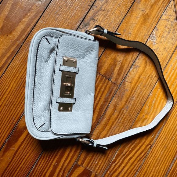 Talbots White Turn-Lock Pebbled Leather Shoulder Bag, MSRP $129 - Picture 2 of 11